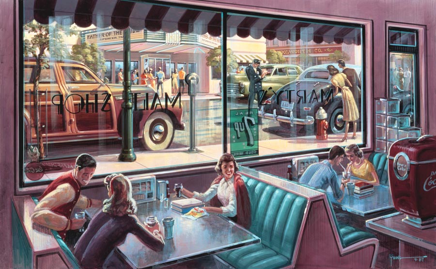 Retro Murals, Vintage Murals, 1950s Murals, Vinyl Murals, 
	  diner murals, 1950s retro murals, 1950 vintage murals, restaurant murals, retro restaurant 
	  murals